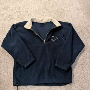 Men's Navy Zip-Up Fleece Pullover with Contrast Collar